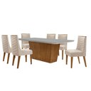 Ver imagem 1 de Mesa para Sala de Jantar Aida com 6 Cadeiras Safira Moderna Veludo Creme/off White/imbuia