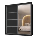 Ver imagem 2 de Guarda-roupas Casal com Espelho 2 Portas de Correr 4 Gavetas Chicago Multimóveis Mp4316 Preto