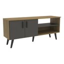 Ver imagem 1 de Rack para TV até 50 Polegadas com 2 Portas Retrô 121,2cm Multimóveis CR45366 Mel/Grafite