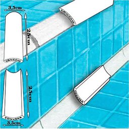 Kit 15 Cantoneiras Cerâmica Côncava para Piscina 3,5x25 - 9