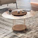 Ver imagem 2 de Mesa de Centro para Sala Redonda Tampo Vidro Pés Aço Allure B01 Castanho - Lyam Decor