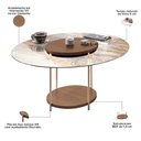 Ver imagem 3 de Mesa de Centro para Sala Redonda Tampo Vidro Pés Aço Allure B01 Castanho - Lyam Decor