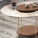 Ver imagem 5 de Mesa de Centro para Sala Redonda Tampo Vidro Pés Aço Allure B01 Castanho - Lyam Decor