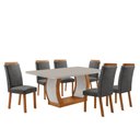 Ver imagem 1 de Mesa de Jantar Milena 180cm Tampo MDF Vidro Canto Copo com 6 Cadeiras Aline