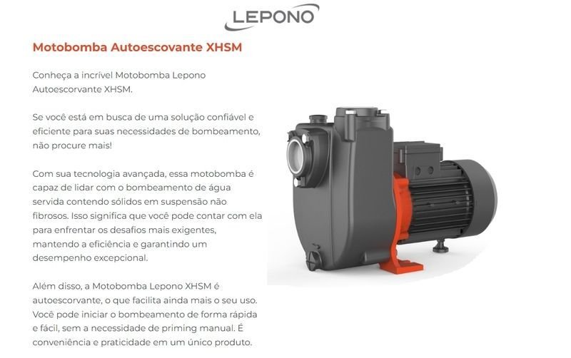 Bomba Lepono Autoescorvante Xhsm2000 2cv Monofásico 127/220v Azul 127/220 (m) - 3