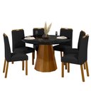 Ver imagem 1 de Conjunto Sala de Jantar Mesa Isis 135x135 6 Cadeiras Anitta 2024 Ype/preto/veludo Preto