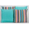 Kit com 4 Almofadas Decorativas Estampa Azul Turquesa com Listrado Colorido - 1