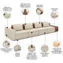 Ver imagem 5 de Sofá Ilha e Puff Sala Living 425cm Siesta M22 Linho Areia/marrom - Mpozenato
