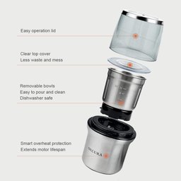 Secura Moedor Elétrico de Café e Especiarias com 2 Lâminas e Tigelas Removíveis - 4