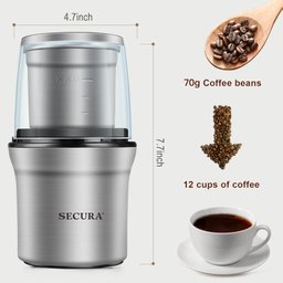 Secura Moedor Elétrico de Café e Especiarias com 2 Lâminas e Tigelas Removíveis - 5