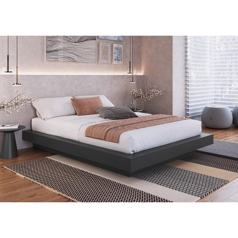 Cama Queen Flutuante 162cm X 202cm para Quarto de Casal Cor:grafite