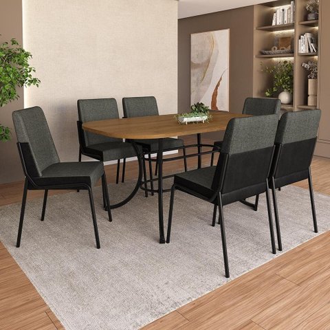 Conjunto de Sala de Jantar 6 Cadeiras Manila Carraro Freijó Preto