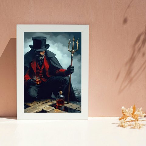 Quadro Exu 7 Encruzilhadas 45x34cm - com Vidro:moldura Branca
