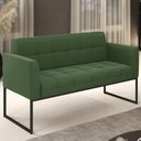 Ver imagem 2 de Sofá Namoradeira Base Industrial Preto Ana Suede Verde - Ibiza