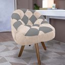 Ver imagem 1 de Poltrona Paloma Escritório Sala Giratória Madeira Suede Bege e Suede Cinza - Dominic Decor