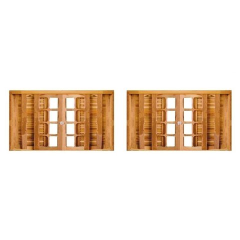 Kit com 2 Janelas de Madeira Veneziana 140x100cm 6 Folhas Rodam Marrom/Imbuia Hale Esquadrias