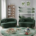 Ver imagem 2 de Kit 02 Sofás Orgânicos 2 Lugares C/2 Almofadas Curvo Sala Recepção Amsterdã Veludo Verde - Montanari