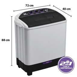 Lavadora de roupas 2 em 1 Twin Tub - 10 Kg - Lava 6 Kg e Centrifuga 4 Kg - Praxis - 127v - 4