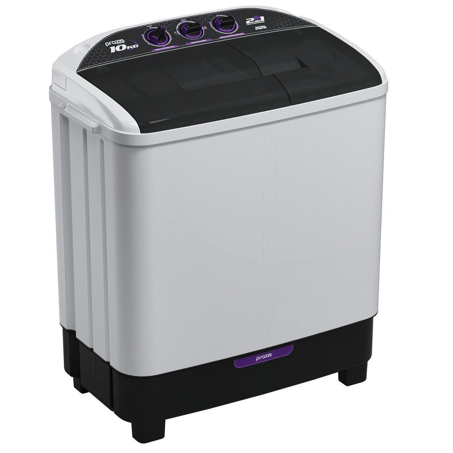 Lavadora de roupas 2 em 1 Twin Tub - 10 Kg - Lava 6 Kg e Centrifuga 4 Kg - Praxis - 127v