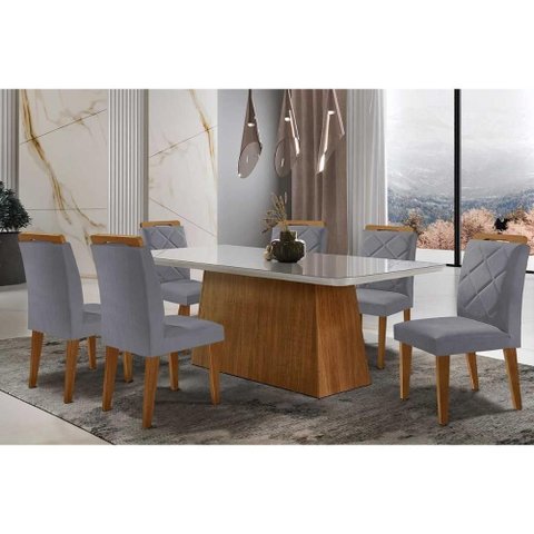 Mesa Sala Luna 180 + 6 Cad Melissa Capuccino Rufato