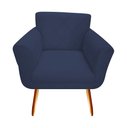 Ver imagem 3 de Kit Namoradeira + 2 Poltronas Decorativa Sabrina Suede Azul Marinho Pés Madeira Ms Decor