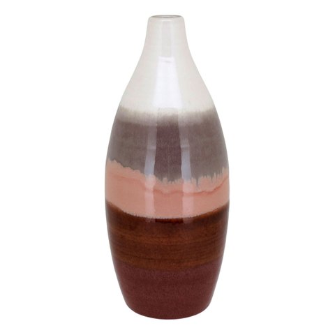 Vaso Decorativo Enfeite Casa Cerâmica 32x12x12cm Marrom