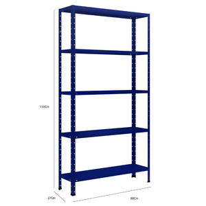 Estante de Aço 5 Prateleiras Bipartida Suporta 100kg Cor:azul Del Rey
