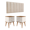 Ver imagem 1 de Conjunto Cabeceira Cama Casal 1,40 com Mesa de Cabeceira Quarto Berlim Off White