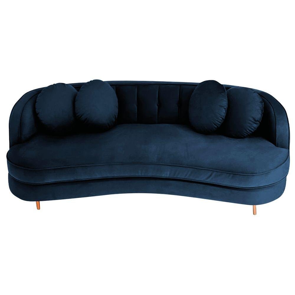 Sofá Curvo 2 Lugares Orgânico Luxo Panamá 140cm Suede Suede Azul ...