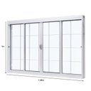 Ver imagem 4 de Kit com 2 Janelas de Aço de Correr Central 100x150cm 4 Folhascom Grade Quadriculada e Vidro Liso