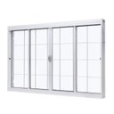 Ver imagem 2 de Kit com 2 Janelas de Aço de Correr Central 100x150cm 4 Folhascom Grade Quadriculada e Vidro Liso