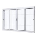 Ver imagem 3 de Kit com 2 Janelas de Aço de Correr Central 100x150cm 4 Folhascom Grade Quadriculada e Vidro Liso