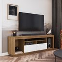 Ver imagem 1 de Rack para Sala de Tv Parma 180 X 59 Cm 2 Portas Nichos Mdp Mel Branco - Clicklar