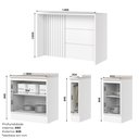 Ver imagem 4 de Bancada Ilha Gourmet 146cm 100% MDF com Tampo e Balcão Porta Toalha Branco HP/ Calcare Americana