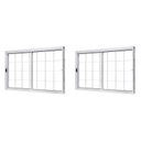 Ver imagem 1 de Kit com 2 Janelas de Aço de Correr Central 100x150cm 2 Folhas com Grade Quadriculada e Vidro Liso