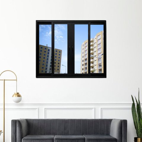 Janela Vitrô de Alumínio 4 Folhas Preto 100 x 100cm Linha 25 Esquadrias Bergamo