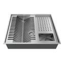 Ver imagem 1 de Calha Úmida Canal Organizador Escorredor Gourmet 50cm com Tampa Aço Inox 304 Escovada Prata Brinovar