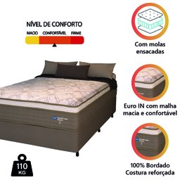 Cama Box Casal King Colchão Molas Ensacadas Guarda Costas Alameda Suede Marrom/branco - 5
