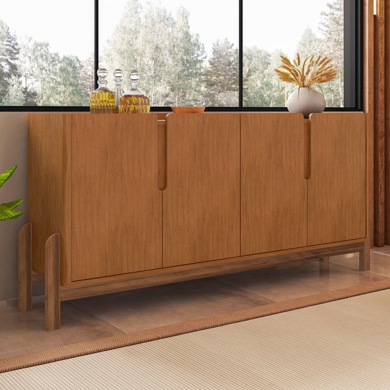 Buffet Lizz 4 Portas 2 Prateleiras Cedro - Casa D Buffet Lizz 4 Portas 2 Prateleiras Cedro - Casa D