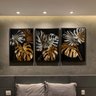 Quadro Decorativo Vinil com Vidro Folhas Prateadas e Douradas 100x70 - 2
