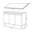 Ver imagem 4 de Balcão Gabinete de Pia com Tampo 120cm 3 Portas Manu - Ajl Móveis Cor Branco