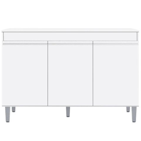 Balcão Gabinete de Pia com Tampo 120cm 3 Portas Manu - Ajl Móveis Cor Branco