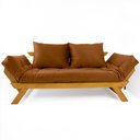 Ver imagem 1 de Sofá Japão Futon Caramelo em Madeira Maciça Cor Mel