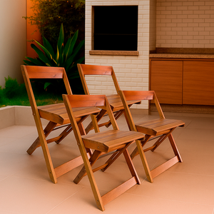 Kit 4 Cadeiras Dobráveis de Madeira para Bar Ismalu: Mel