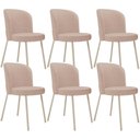 Ver imagem 1 de Kit 06 Cadeiras para Sala de Jantar Cozinha Estofada Gavi Arena L02 Linho Rosê - Lyam Decor