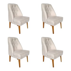 Kit 4 Cadeira Paris Suede Bege - Dominic Decor
