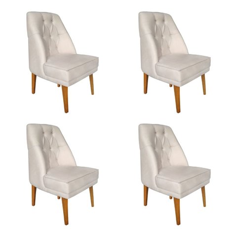 Kit 4 Cadeira Paris Suede Bege - Dominic Decor