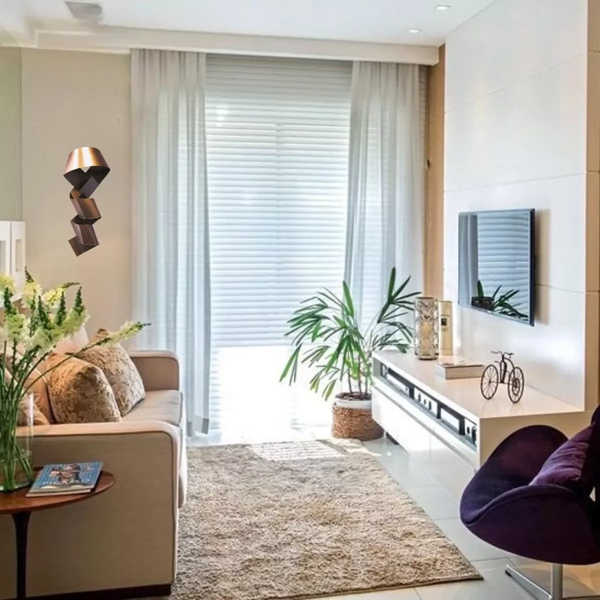 Ver imagem 2 de Decoração de Parede Escultura de Metal Exclusivo no Brasil Home Decor Cobre