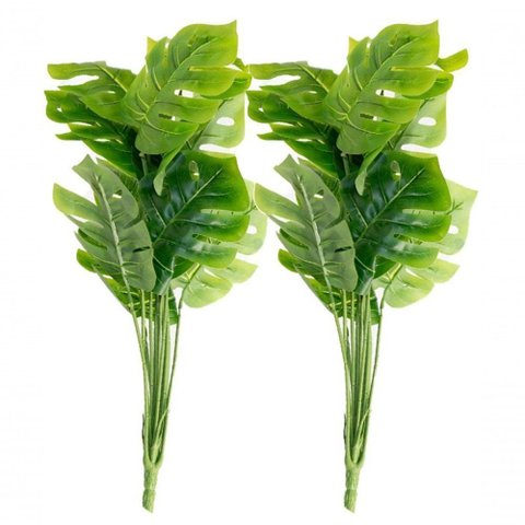 Kit 6 Ramo Planta Artificial Decoração Costela de Adão 43cm