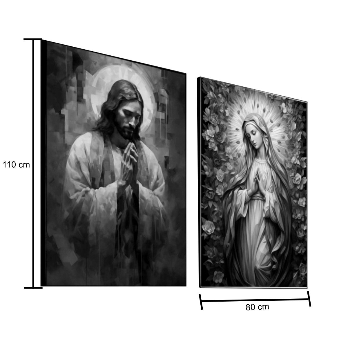 Quadro Decorativo Vinil com Vidro Jesus e Maria 110x80 - 3